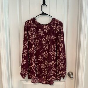 Maurices Burgundy Floral Blouse